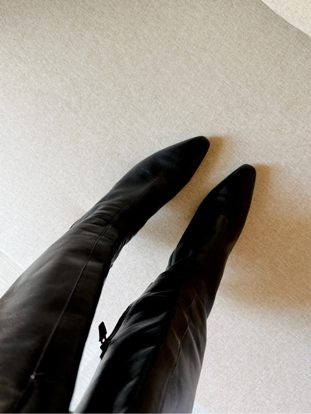 RV Roger Vivier Women’s Black Leather Knee High Stiletto Zip Boots EU 38.5